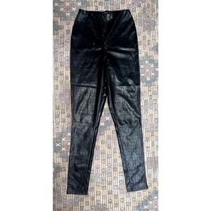 Nasty Gal Faux Croc Leather Black Leggings Size US 2